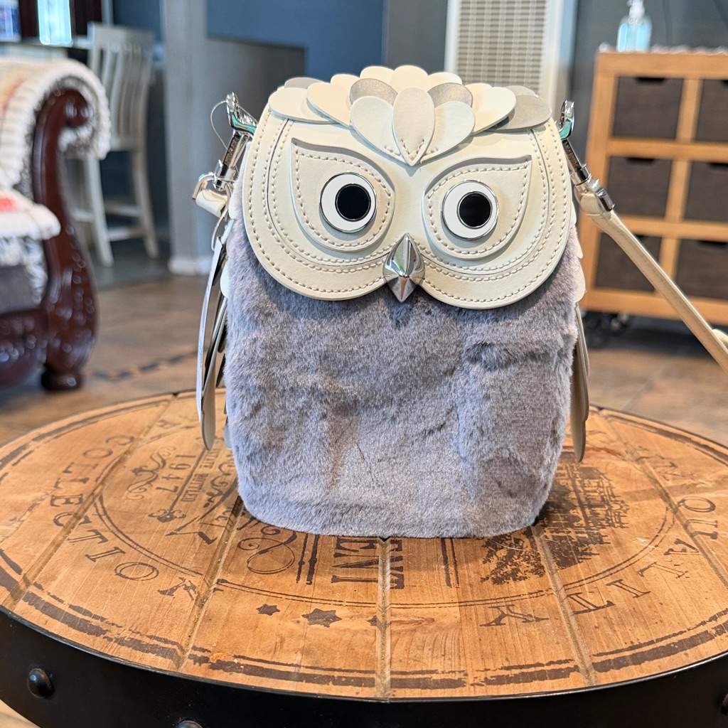 Kate Spade Beige And Light Gray Owl Crossbody Bag